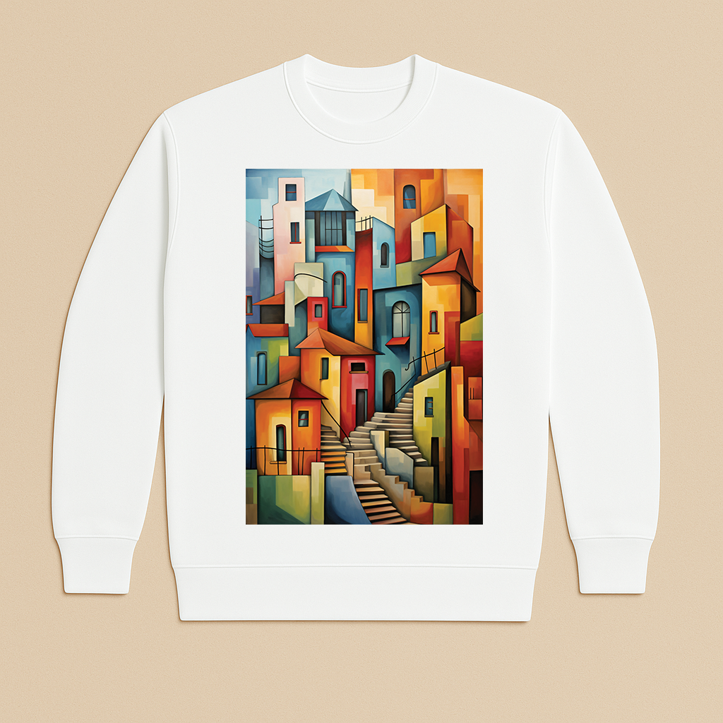"Cubist Hillside" French Terry Crewneck Sweatshirt