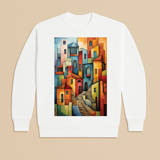 "Cubist Hillside" French Terry Crewneck Sweatshirt