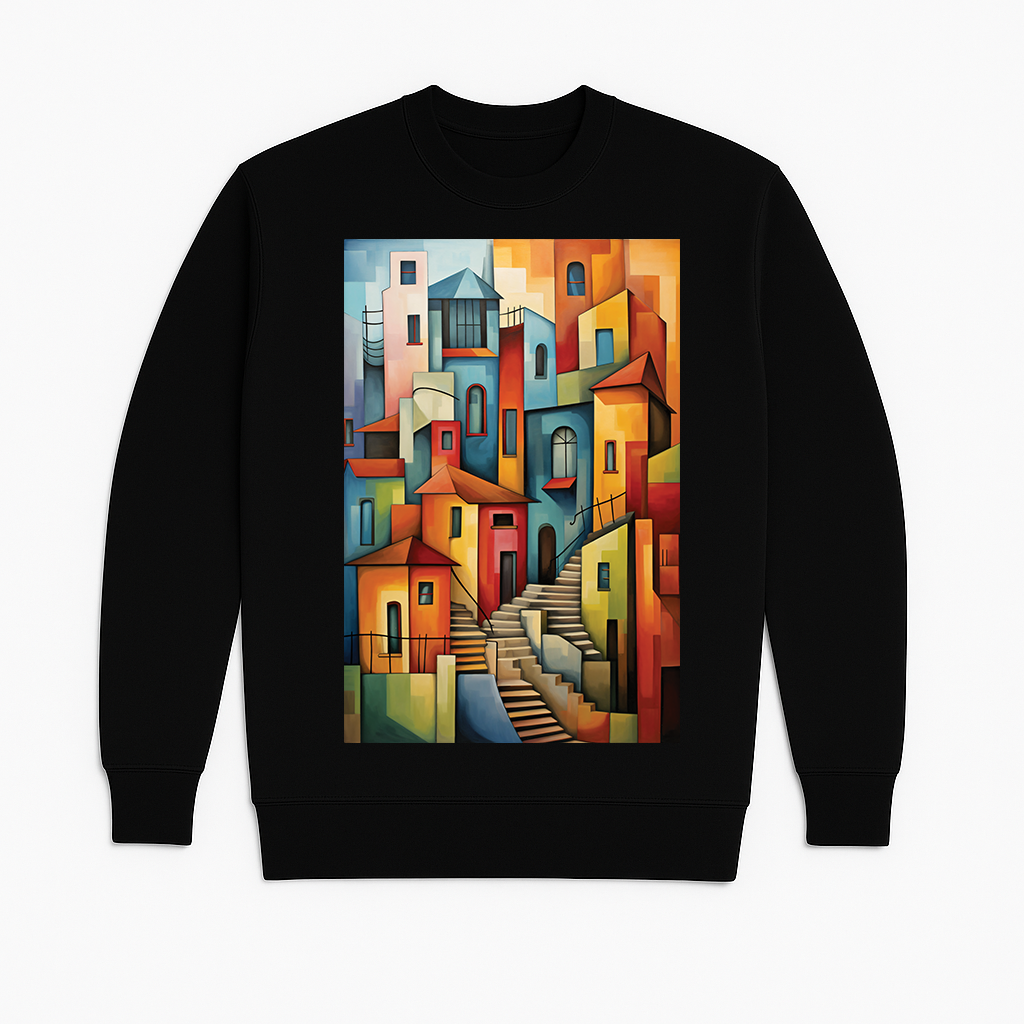 "Cubist Hillside" French Terry Crewneck Sweatshirt