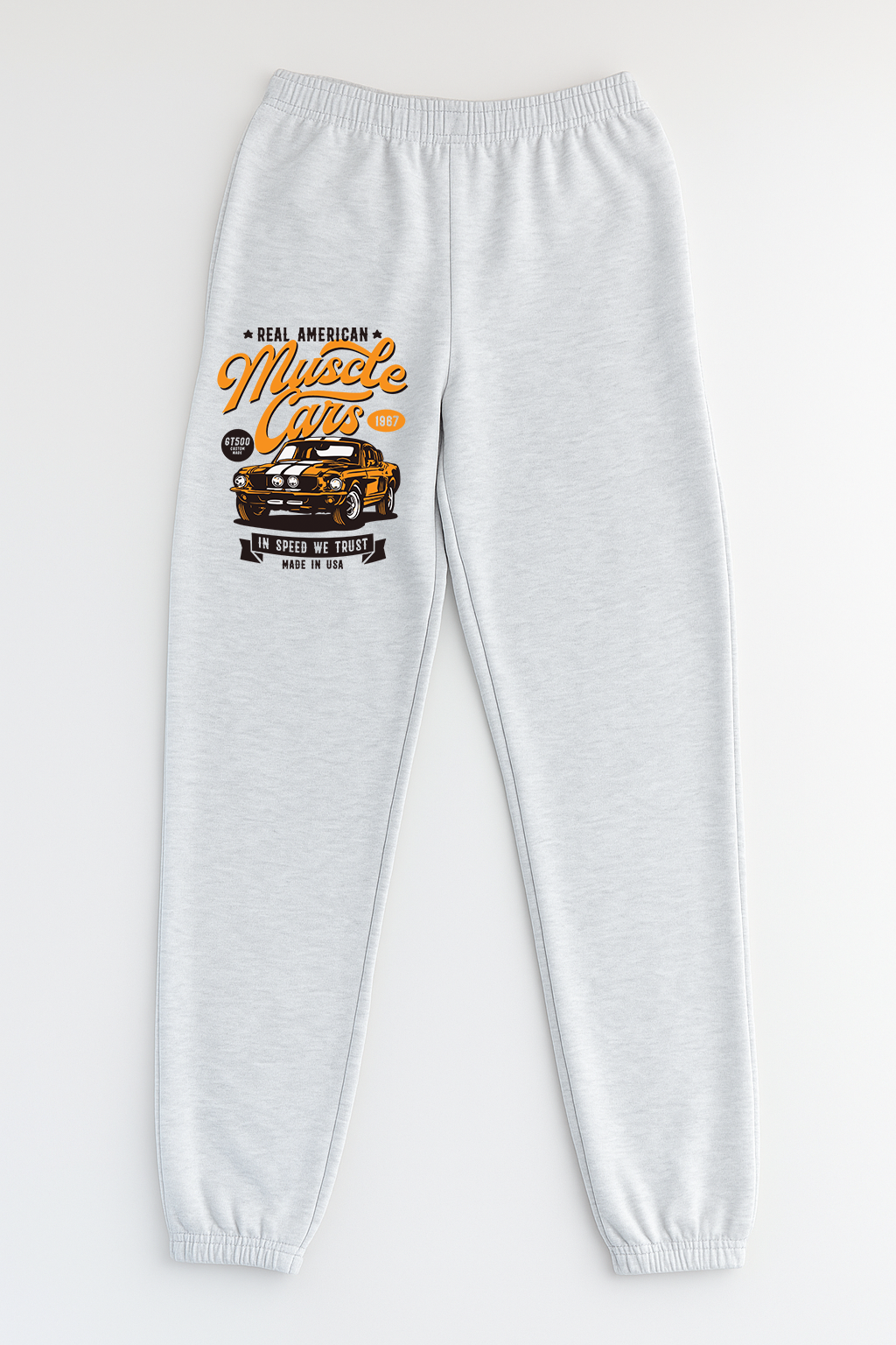 "Muscle cars" Ash Gray French Terry Fleece Sweatpants