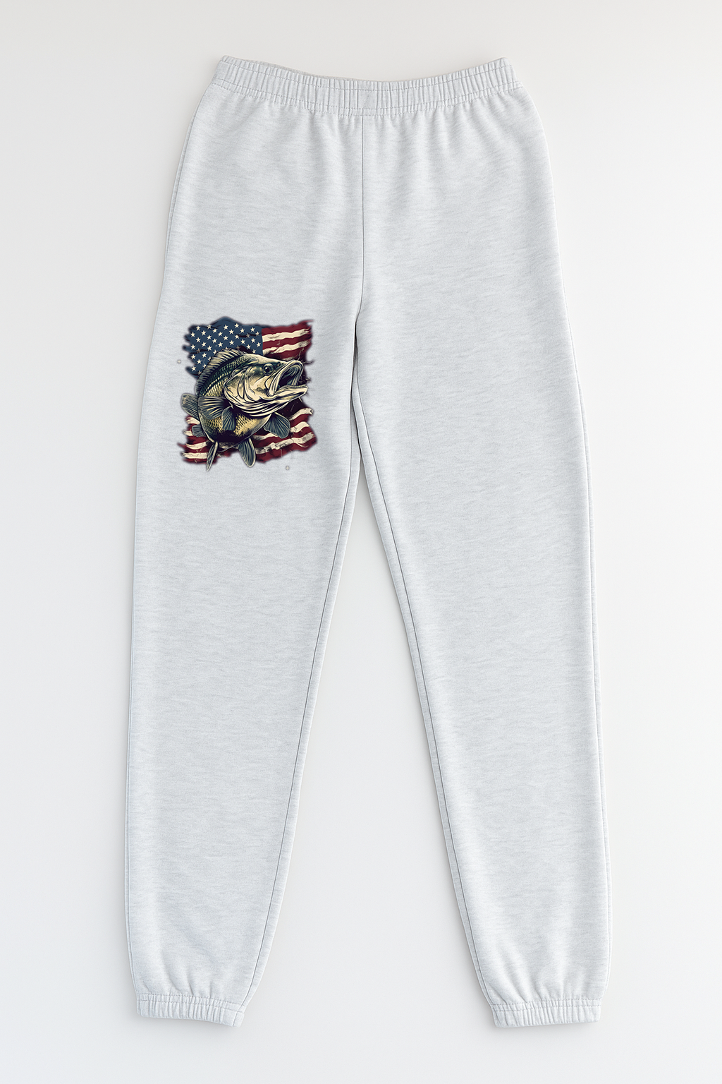 "USA Bassin'" Ash Gray French Terry Fleece Sweatpants