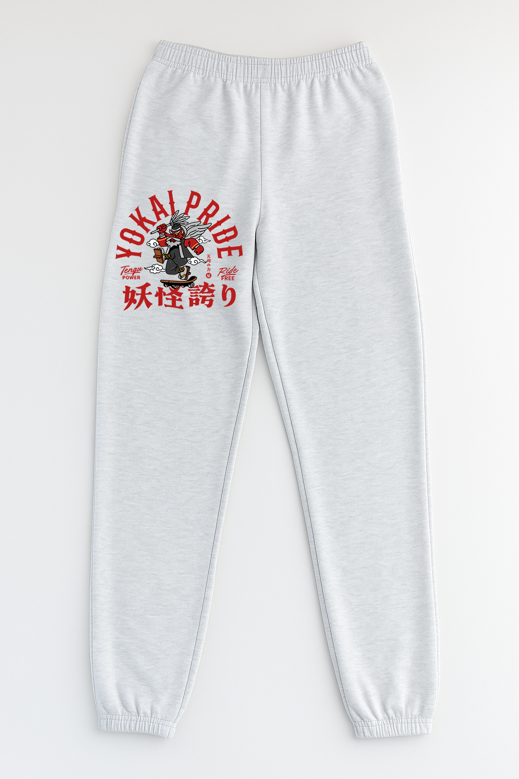 "Yokai pride" Ash Gray French Terry Fleece Sweatpants