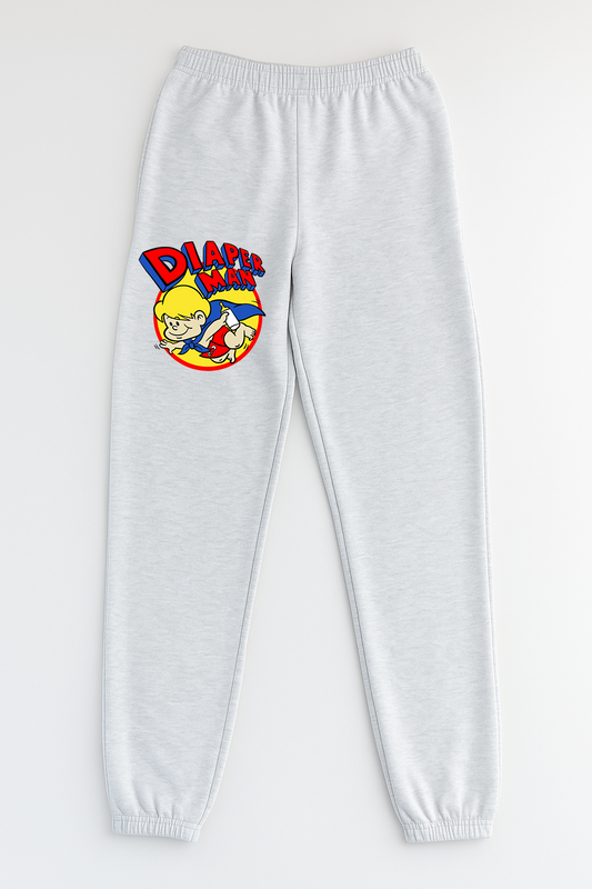 "Diaper Man" Ash Gray French Terry Fleece Sweatpants