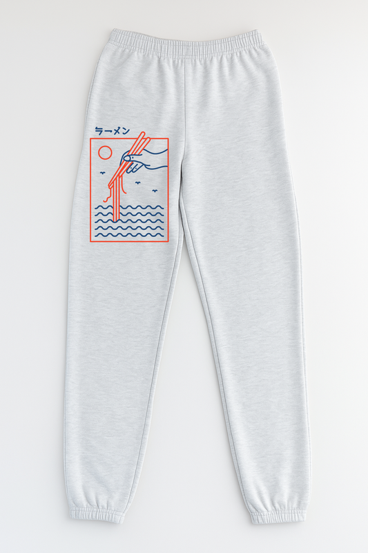 "Ramen" Ash Gray French Terry Fleece Sweatpants