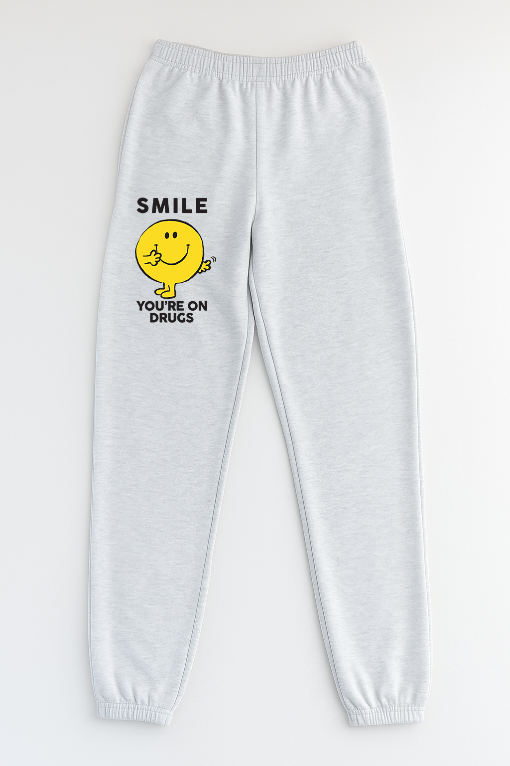"Smile" Ash Gray French Terry Fleece Sweatpants